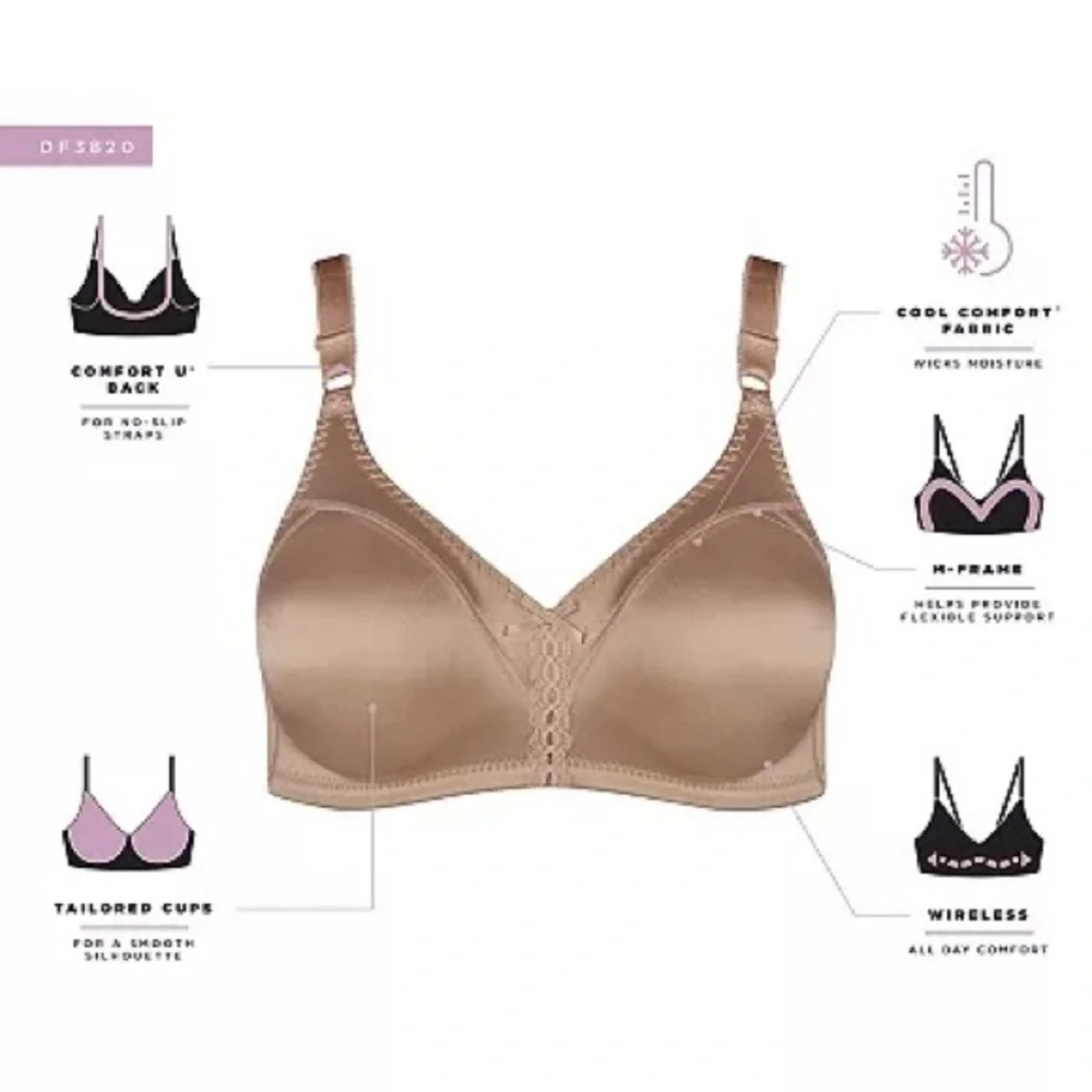 ⚡️ SALE NWT Bali Double Support U-Back Wireless Bra in White - Picture 4 of 6